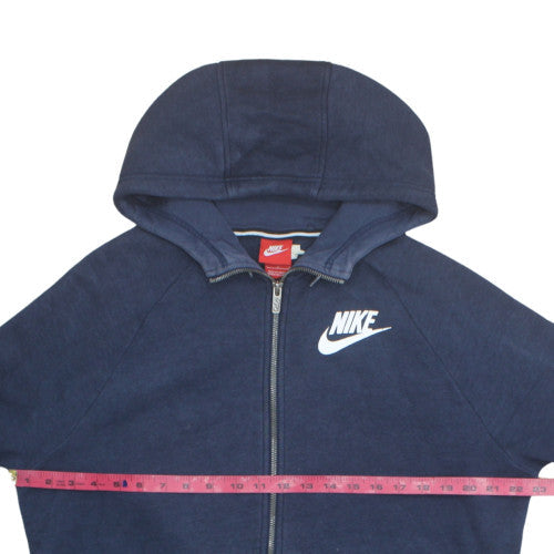 Nike Womens Navy Full Zip Hoodie L Cotton Blend Casual Sportswear
