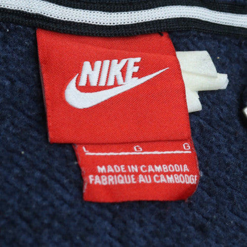 Nike Womens Navy Full Zip Hoodie L Cotton Blend Casual Sportswear