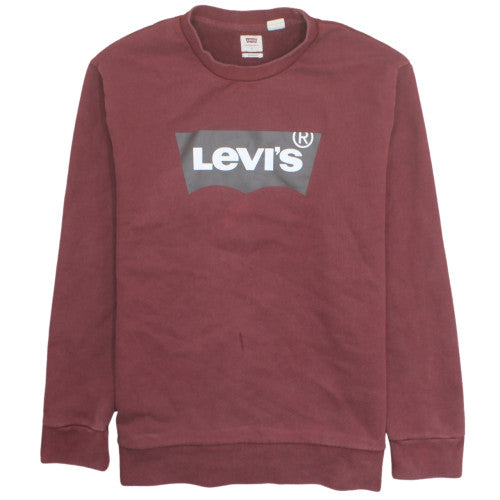 Levi's Men's Burgundy Crew Neck Sweatshirt L Graphic Logo Cotton
