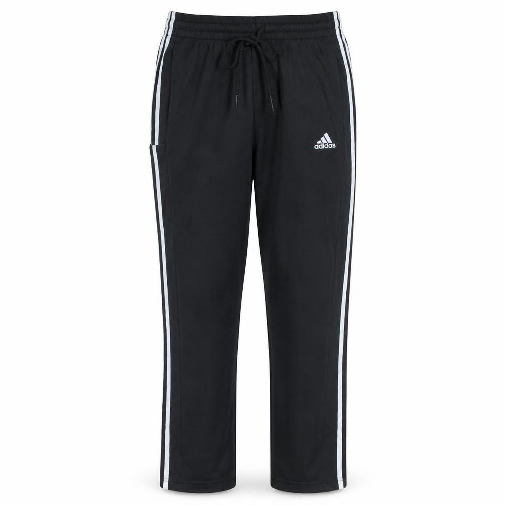 Front view of Adidas Men's Black L Jogger Trousers with Stripes
