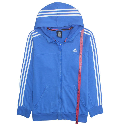 Adidas Mens Blue Full Zip Hoodie Size L Cotton Polyester Essentials