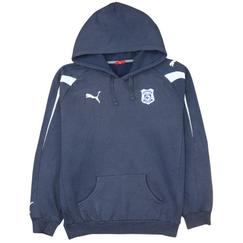 Puma Men's Blue Pullover Hoodie Size L Embroidered Sports Sweatshirt
