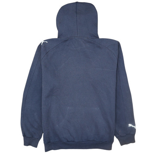 Puma Men's Blue Pullover Hoodie Size L Embroidered Sports Sweatshirt