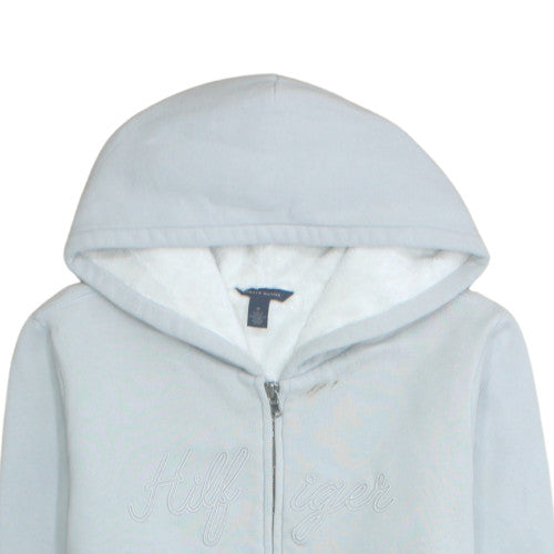 Tommy Hilfiger Women Light Blue Full Zip Hoodie Size M Fleece Lined