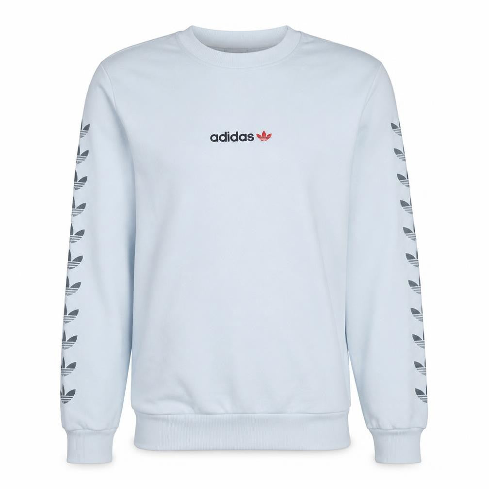 Adidas Men's White Logo Crew Neck Fleece Sweatshirt Size M