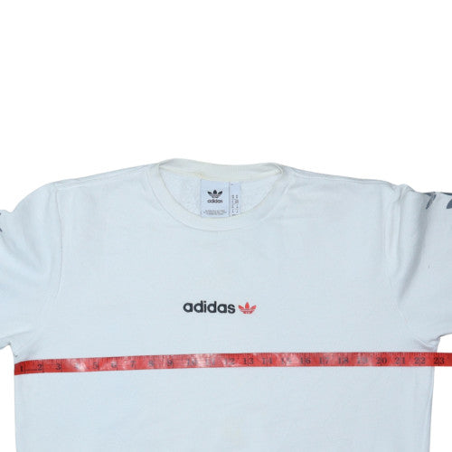 Adidas Men's White Logo Crew Neck Fleece Sweatshirt Size M