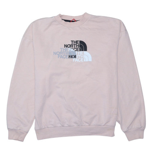 The North Face Womens Pink Sweatshirt Large Cotton Blend Logo Pullover