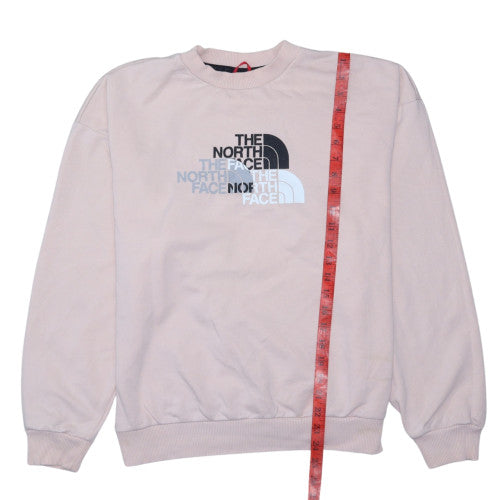 The North Face Womens Pink Sweatshirt Large Cotton Blend Logo Pullover