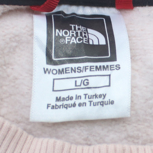 The North Face Womens Pink Sweatshirt Large Cotton Blend Logo Pullover