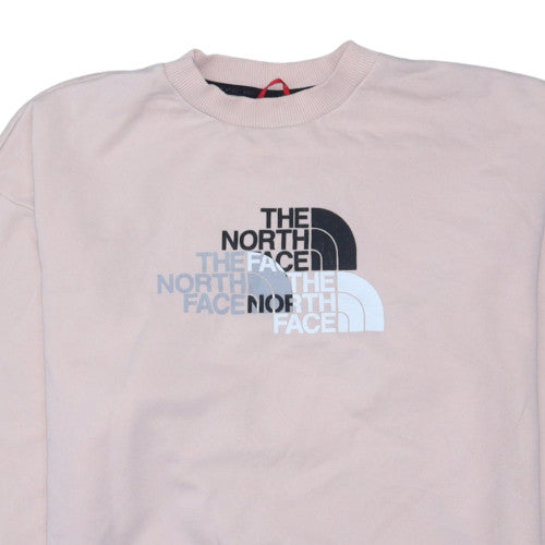 The North Face Womens Pink Sweatshirt Large Cotton Blend Logo Pullover