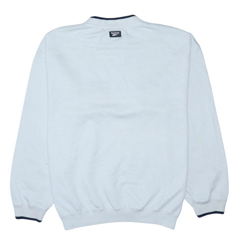 Reebok Men's White Crew Neck Sweatshirt Size L Athletic Dept Embroidered