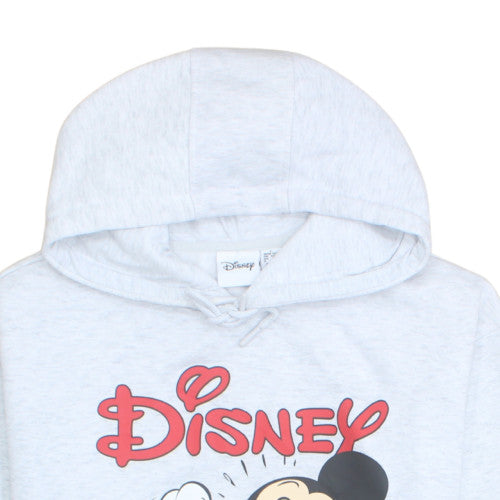 Disney Womens Grey Hoodie Size 14/16 Mickey Mouse Graphic Pullover
