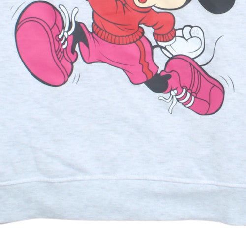 Disney Womens Grey Hoodie Size 14/16 Mickey Mouse Graphic Pullover