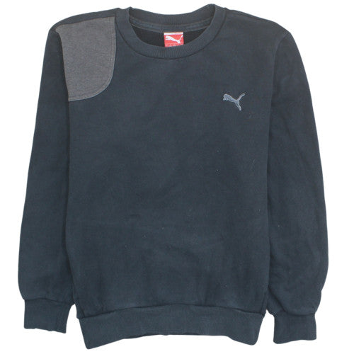 Puma Men's Black Small Pullover Sweatshirt Logo Fleece Crew Neck