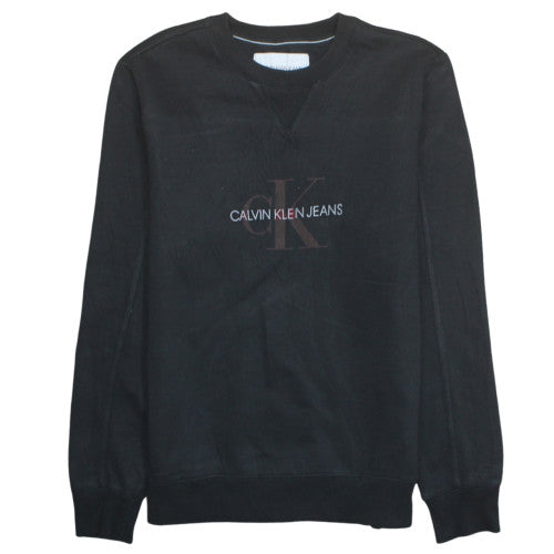 Calvin Klein Jeans Womens Black S Sweatshirt Crew Neck Logo Cotton