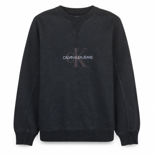 Front view of Calvin Klein Jeans women’s black s sweatshirt crew neck logo cotton