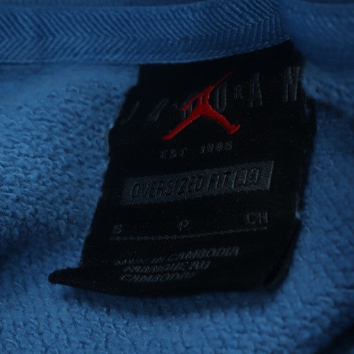 Jordan Men's Blue Pullover Hoodie Size S Oversized Fit Logo Fleece