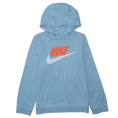 Nike Boys Blue Pullover Hoodie L Cotton Blend Graphic Logo Sweatshirt