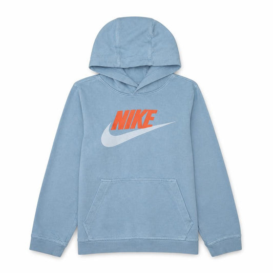 Nike Boys Blue Pullover Hoodie L Cotton Blend Graphic Logo Sweatshirt