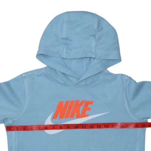 Nike Boys Blue Pullover Hoodie L Cotton Blend Graphic Logo Sweatshirt