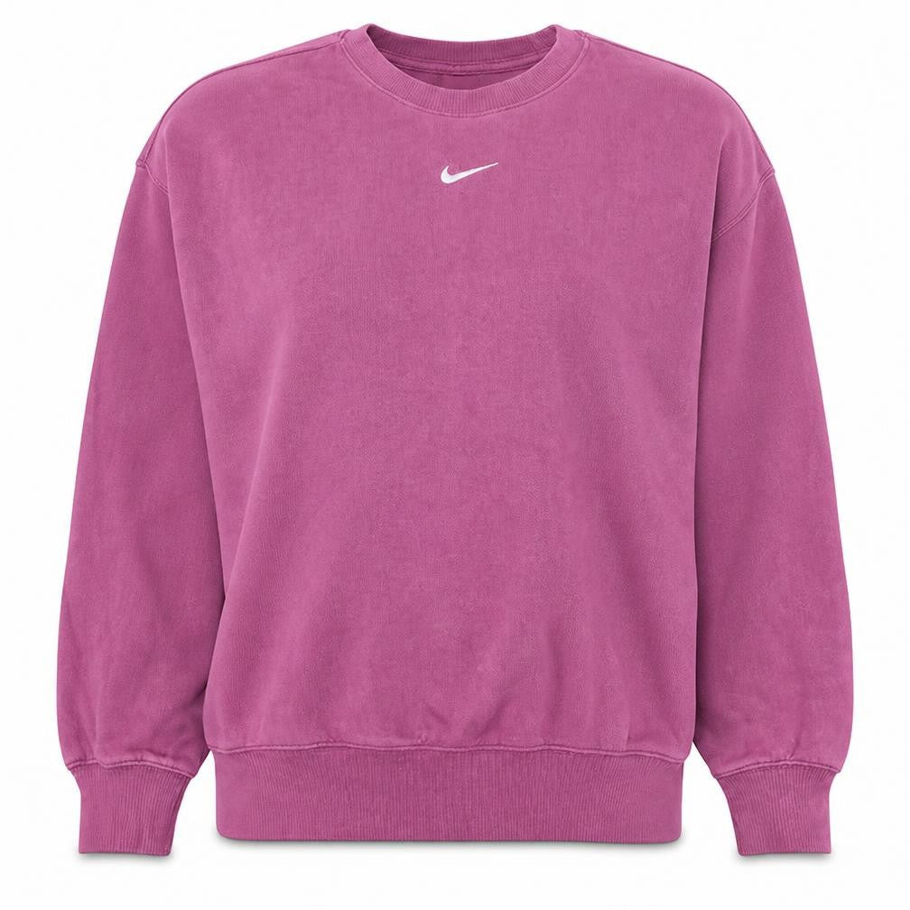 Front view of Nike women’s pink crew neck cotton blend pullover sweatshirt l