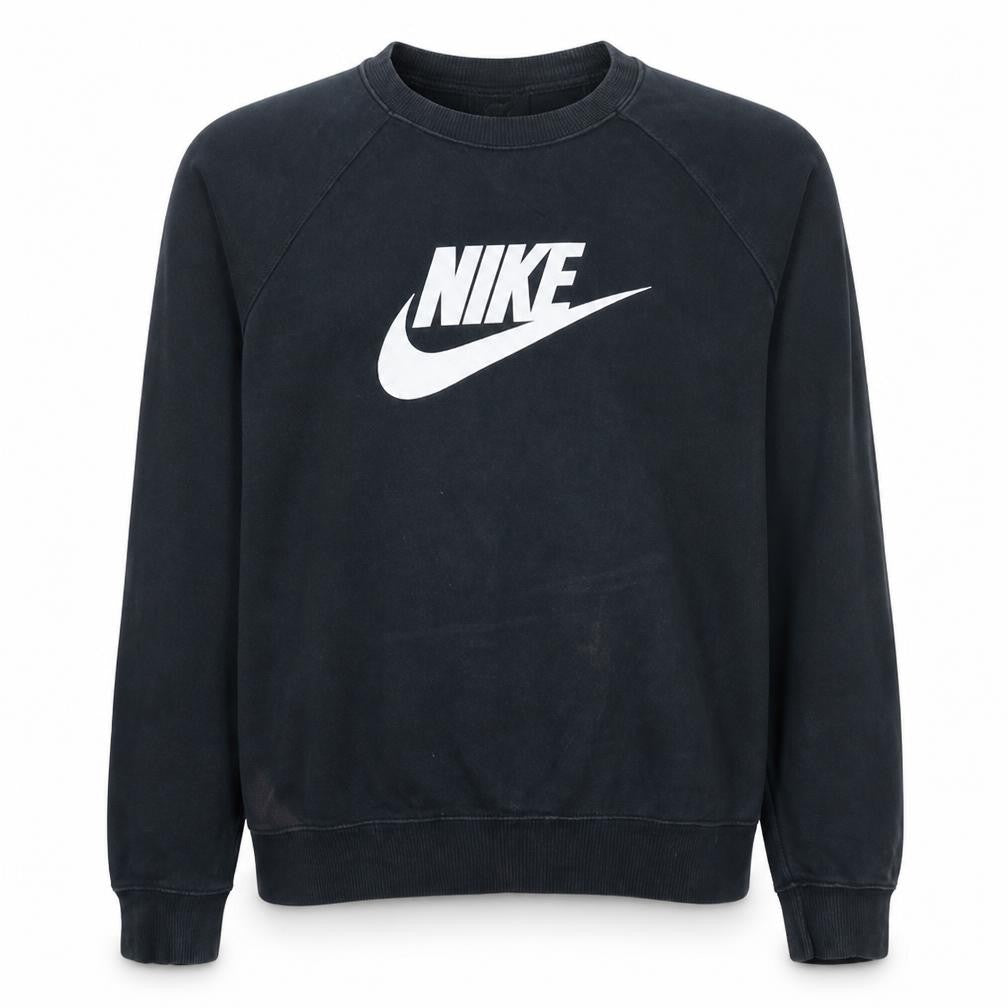 Front view of Nike Men's Black XL Pullover Crew Neck Logo Sweatshirt
