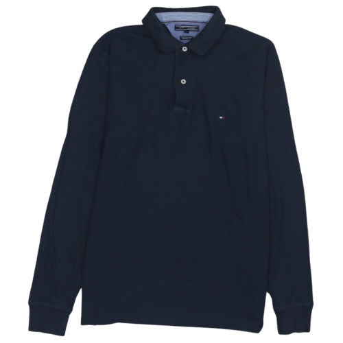 Tommy Hilfiger Men's Blue Long Sleeve Cotton Polo Shirt L Regular Fit