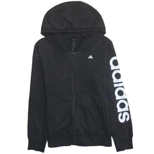 Adidas Women's Black Full Zip Hoodie Size L 16-18 Cotton Blend