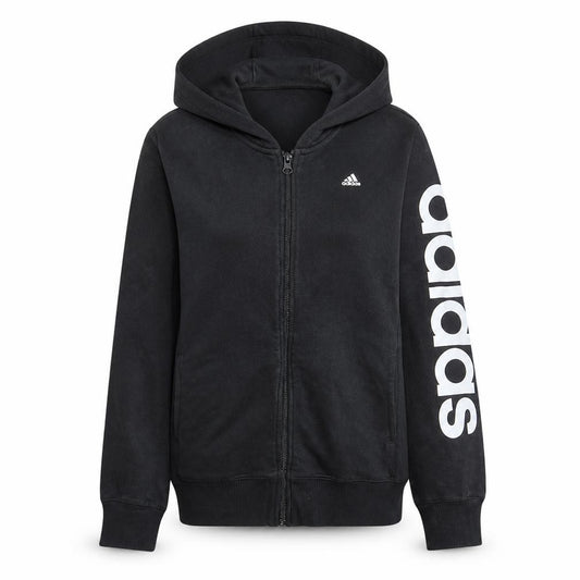 Front view of Adidas Women's Black Full Zip Hoodie, size L, 16-18 Cotton Blend