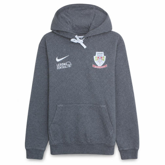 Front view of Nike men’s grey pullover hoodie small football sportswear