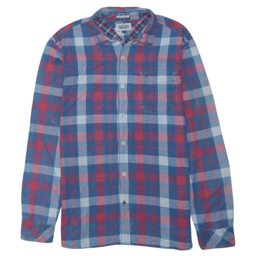 Hilfiger Denim Men's Blue Red Check Long Sleeve Button-Up Shirt L
