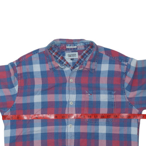 Hilfiger Denim Men's Blue Red Check Long Sleeve Button-Up Shirt L
