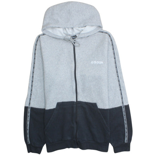 Adidas Men's Grey Full Zip Hoodie Size L Sports Fleece Sweatshirt
