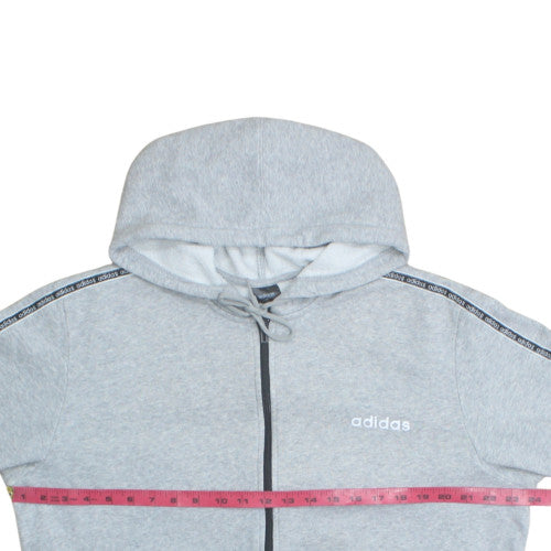 Adidas Men's Grey Full Zip Hoodie Size L Sports Fleece Sweatshirt
