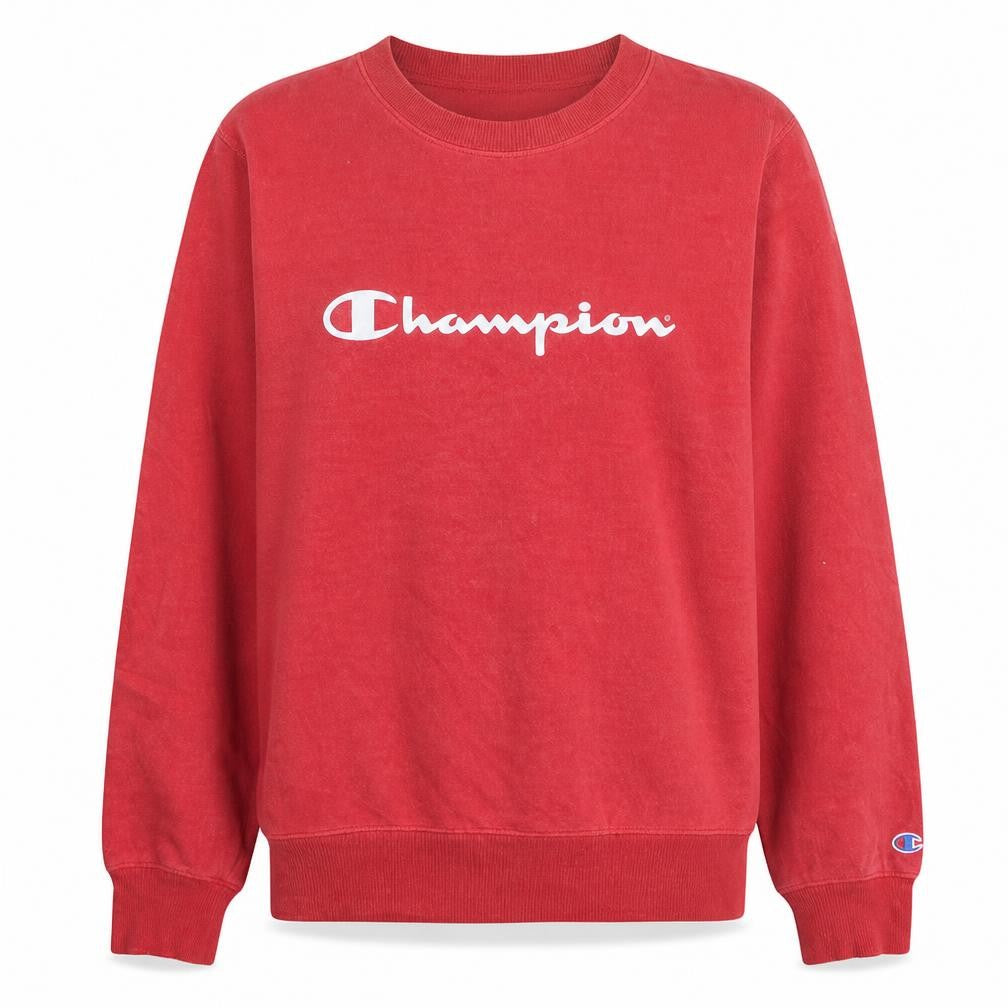 Front view of Champion Men's Red Crew Neck Pullover Sweatshirt M