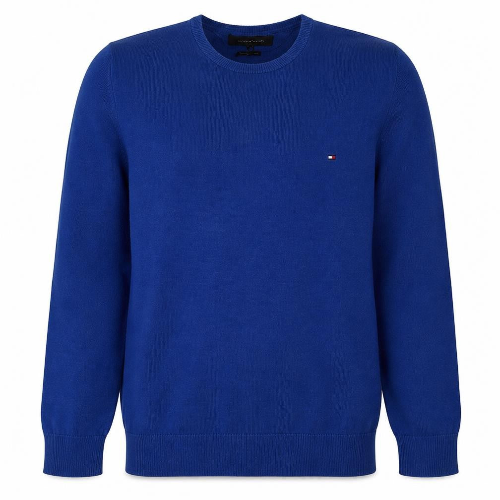 Front view of Tommy Hilfiger Men's Blue Cotton Crew Neck jumper M