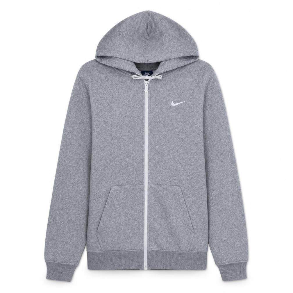 Front view of Nike Men's Grey Full Zip Hoodie XL Cotton Blend