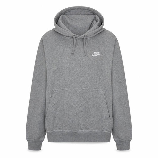 Front view of Nike women’s grey pullover hoodie m cotton blend casual