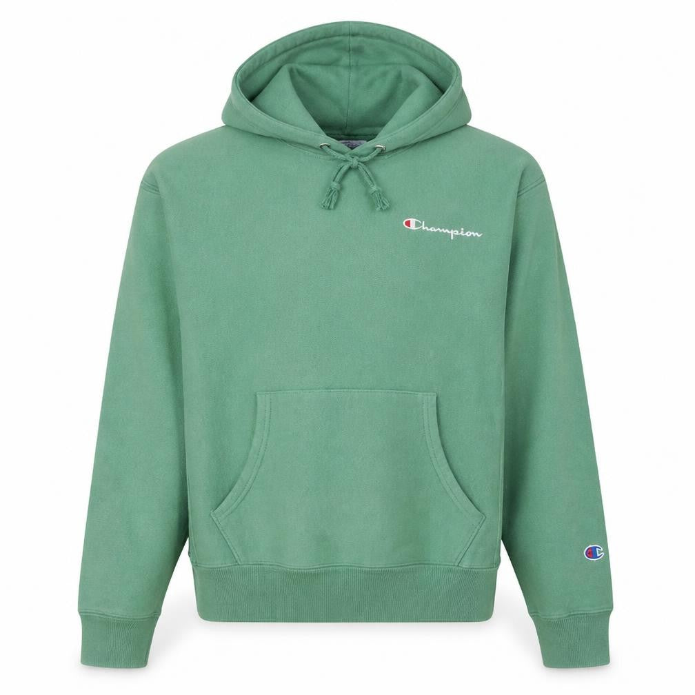 Front view of Champion Women's Green Reverse Weave Pullover Hoodie, size S