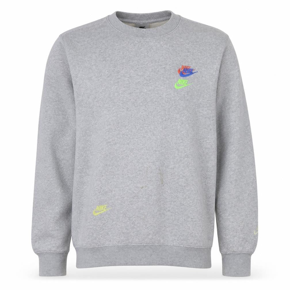 Front view of Nike Men's Grey Small Logo Pullover Sweatshirt -, size S
