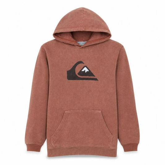 Quiksilver Boys Brown Pullover Hoodie Size 14 L Cotton Blend Logo Sweatshirt