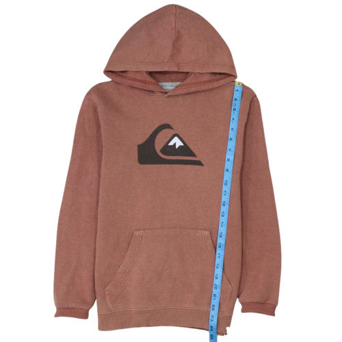 Quiksilver Boys Brown Pullover Hoodie Size 14 L Cotton Blend Logo Sweatshirt