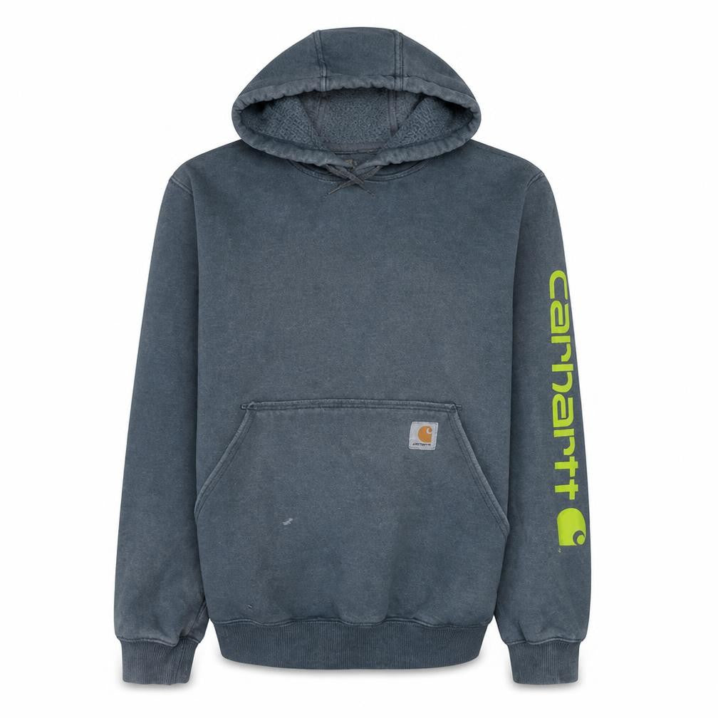 Front view of Carhartt Men's Grey XS Pullover Hoodie with Logo Sleeve