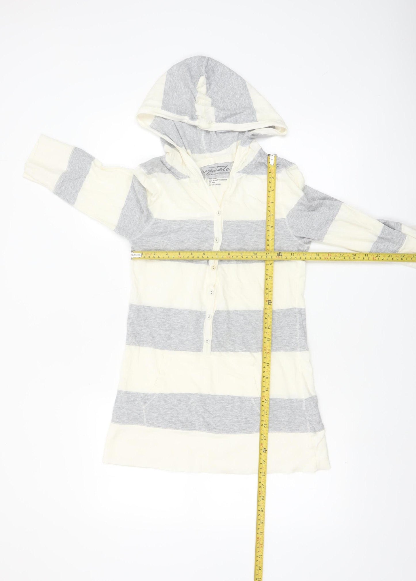 Aeropostale Women’s Grey White Striped Cotton Tunic Hoodie L