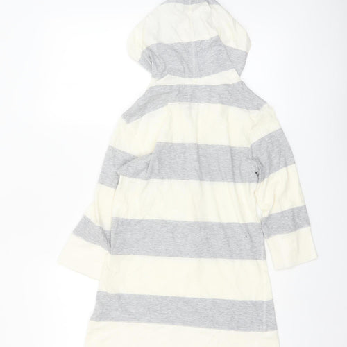 Aeropostale Women’s Grey White Striped Cotton Tunic Hoodie L