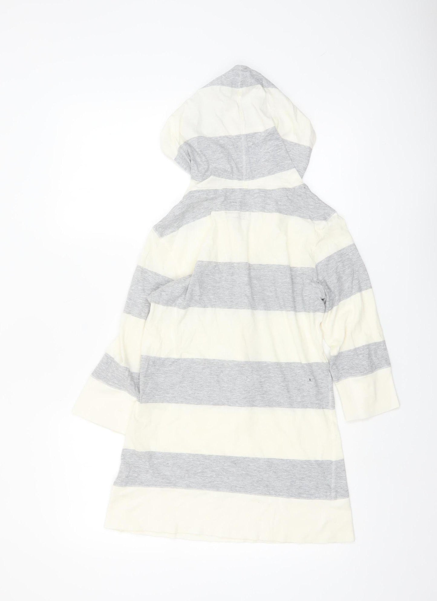 Aeropostale Women’s Grey White Striped Cotton Tunic Hoodie L