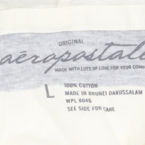 Aeropostale Women’s Grey White Striped Cotton Tunic Hoodie L