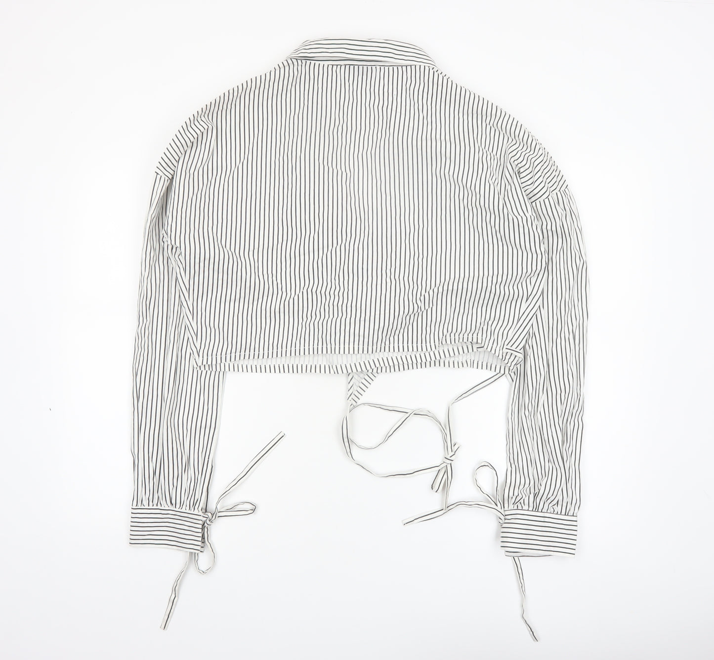 In The Style Women White Striped Cropped Wrap Blouse Size 16