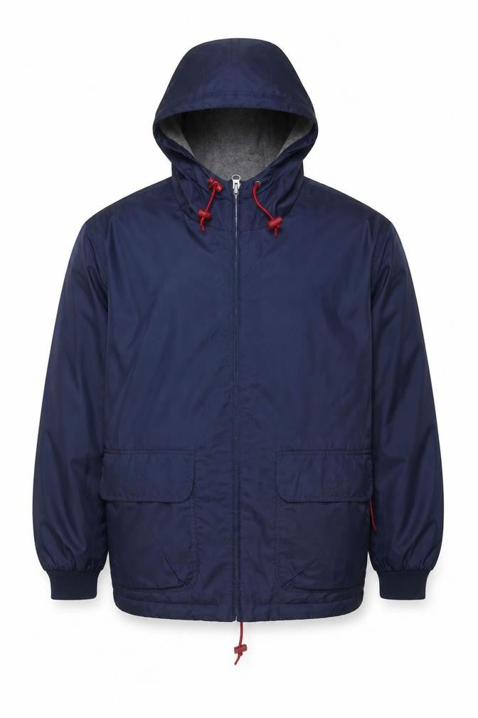 Front view of Grenadier Men's Blue Hooded Nylon Parka Jacket L