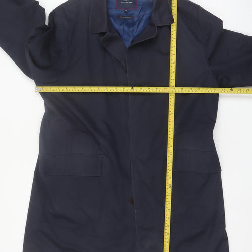 Charles Tyrwhitt Men's Blue 44R Cotton Lined Mid-Length Coat